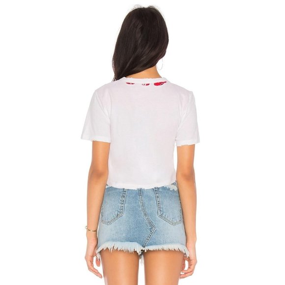 DAYDREAMER Rolling Stones 89 Tour Rebel Crop Tee White Small New women’s graphic - Picture 3 of 13